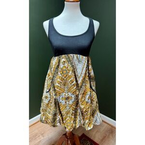 Y2K Fire Los Angeles Black Tank Top Pattern Sleeveless Dress Women's Size M‎